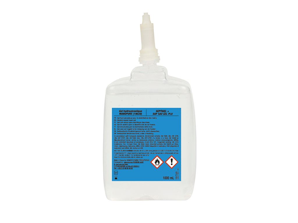 Alcohol gel voor handen. (effectief tegen MRSA, stafylokokken) Voldoed aan de EN1500 Europees norm.
