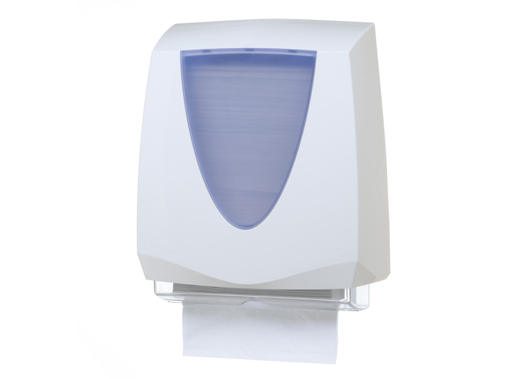 Deze vouwhanddoekjes automaat heeft een grote capaciteit en is eenvoudig aan te vullen
